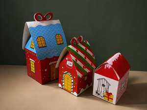 Boîte en papier personnalisée colorée en forme de maison pour Noël, emballage mignon pour desserts et pâtisseries, idéale pour les cadeaux de fête au Vietnam - Product Image 3