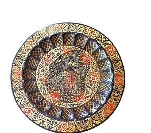 Autocollant mural bleu Viking Raven Shield, design circulaire en bois Art Déco rustique nordique, non lavable, pour salon et couloir - Product Image 1