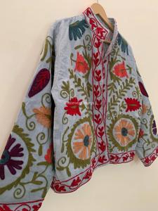 Abrigo de Algodón Bordado a Mano con Flores, Cuello Mandarín, Manga Larga, Talla Grande, Ropa de Abrigo de Primavera para Mujer, Estilo Bohemio - Product Image 3