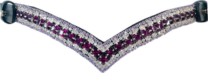 Diadema de Cuero Acolchada en Forma de V con Cristales Cuadrados de Color Morado Intenso de Lujo - Product Image 2