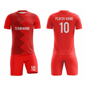 Conjunto de Uniforme de Fútbol Rojo Personalizado Unisex, 100% Poliéster, Jersey y Pantalones Cortos con Impresión por Transferencia de Calor, Nombre del Equipo, Número del Jugador 10, Corte Atlético - Product Image 1