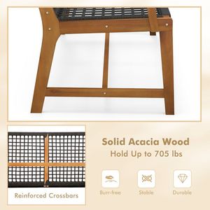 Panca da Giardino in Legno di Acacia con Schienale e Braccioli Intrecciati in Corda per Due Persone, Ideale per Patio e Giardino - Product Image 5