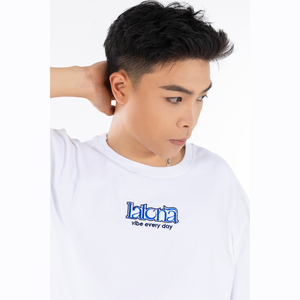 Camiseta de Manga Corta Extra Grande para Hombre, Color Azul Marino, con Estampado de Letras en la Parte Delantera, Cuello Redondo, Informal, de Algodón - Product Image 3