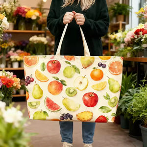 กระเป๋าผ้าแคนวาสสำหรับผู้หญิง ขนาดใหญ่พิเศษ แข็งแรง ทนทาน เป็นมิตรกับสิ่งแวดล้อม พร้อมช่องเก็บของ - Product Image 6