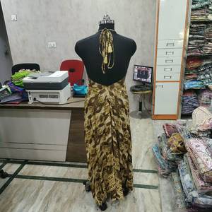 Vestido maxi bohemio para mujer, cuello en V, tirantes finos, línea A, cintura imperio, informal, estampado, para verano - Product Image 4