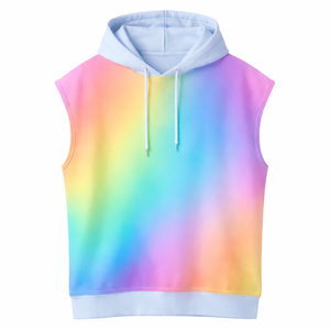 Sudadera sin mangas premium extragrande con sublimación, degradado arcoíris pastel, estilo streetwear unisex, novedad de verano. - Product Image 2