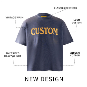 High Quality Acid Washed <b>T</b>-<b>Shirts</b> For Men Custom Logo Pakistan Solid Pattern 180 Grams Fabric Weight Long Length <b>Vintage</b> <b>T</b>-<b>shirt</b> - Product Image 2