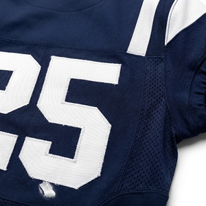 Ensemble uniforme de football américain classique personnalisé Govenza 2025 – Maillot, pantalon, casque et gants imprimés, 100 % polyester, bleu marine et blanc - Product Image 5