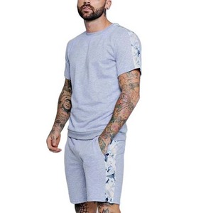 Custom Private logo Casual Sports Two Piece Set High Quality Soft 100% Cotton T-shirt and Shorts Set for Men - Product Image 3