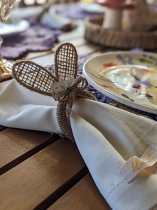 Bunny Ear Shape <b>Rattan</b> Napkin Ring Handwoven Cute <b>Table</b> Decor For Kids Party <b>Dining</b> Home Cafe Event And Celebration Styling - Product Image 5