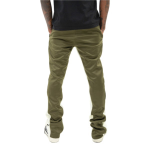 Men's Olive Green Printed Sweatpants With <b>White</b> Graphic Side Stripe Elastic Waist Street Style <b>Joggers</b> - Product Image 4