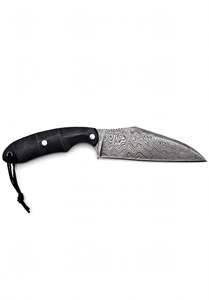 Couteau utilitaire à lame fixe en acier Damas forgé sur mesure, manche en Micarta noir, outil EDC. - Product Image 6