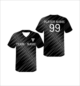 Camiseta de Béisbol Sublimada Personalizada de Manga Corta Unisex para Adultos, Poliéster que Absorbe la Humedad, Nombre del Equipo, Jugador, Patrón Geométrico, Cuello en V - Product Image 1
