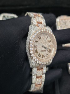 Reloj de Hombre de Acero Inoxidable con Incrustaciones de Moissanita, Fabricación Personalizada, Movimiento Automático, Estilo Hip Hop de Lujo - Product Image 2