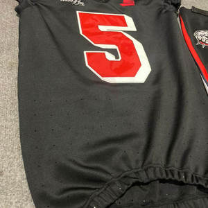 Most Popular Solid Black Color American Sports Jerseys Latest Design 100% Polyester Fabric V-Neck Breathable Football Uniform - Product Image 4