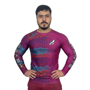 เสื้อแรชการ์ดประสิทธิภาพสูงสำหรับผู้ชาย พร้อมแผ่นกันแดดและผ้าระบายอากาศ เสื้อแรชการ์ดแขนยาวสำหรับผู้ชาย - Product Image 4