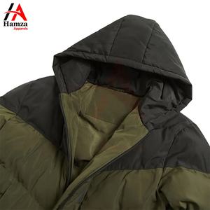 Chaqueta acolchada con capucha de oliva negra para hombre personalizada 300 GSM poliéster acolchado invierno chaqueta de burbujas a prueba de viento - Product Image 6