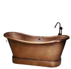 Bañera Ovalada Independiente con Acabado en Cobre Antiguo, Bañera Metálica para Adultos, Diseño Duradero - Product Image 3
