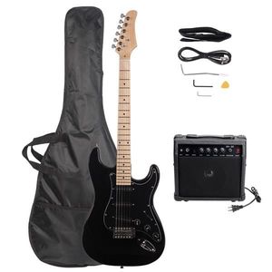 ST Stylish Black Electric Guitar with Black Pickguard - Product Image 2