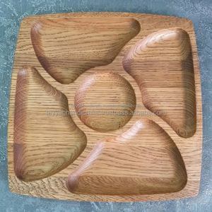 Bandejas de madera hechas a mano duraderas decorativas fruta ensalada pan vegetal plato de comida lavavajillas microondas seguro comercial - Product Image 2