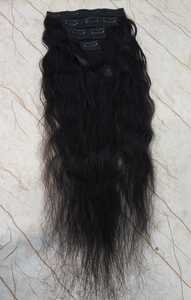 Extensions de cheveux naturels à clipser, cheveux indiens Remy, couleur naturelle, pointes pleines, double trame, noir ondulé, sans traitement chimique - Product Image 3