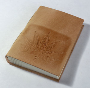 Customizable Camelon Exports Notebook Hemp Leaf Embossed Front Cover Natural Color Goat TC <b>Leather</b> Soft Cover Rajasthan <b>Diary</b> - Product Image 3