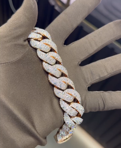 สร้อยข้อมือแบบ Cuban Link ชุบทองคำสีกุหลาบประดับเพชรโมอิสซาไนต์สไตล์ฮิปฮอป เงินแท้ 925  หนา  รับรองโดย GRA ขายส่ง - Product Image 3