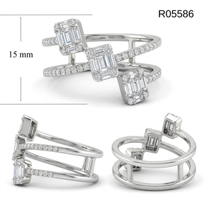 Precio al por mayor de Hong Kong: Anillo de oro blanco macizo de 18k de alta calidad, hecho a medida, con diamantes auténticos de talla brillante y pavé fino para fiesta. - Product Image 6