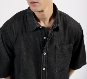Top Selling Design Front Pocket Double Breasted Button-<b>Up</b> Men's Summer Satin ODM Custom Shirts 100% Cotton Breathable - Product Image 3