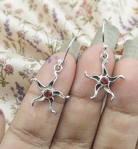 925 Sterling Silver Red <b>Garnet</b> Celestial Starburst Drop <b>Earrings</b> Handmade Women Jewelry Rose Gold Yellow Gold Plated Gift Unisex - Product Image 5