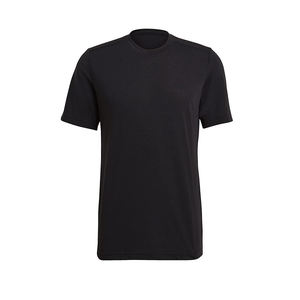 T-shirt à col rond noir pour homme, mélange de coton, manches courtes, décontracté, basique - Product Image 1