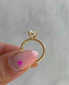 Anillo de Compromiso con Diamante Cultivado en Laboratorio, Corte Brillante Redondo, Oro Sólido de 14K, Anillo de Promesa de Boda, Joyería Fina para Ella - Product Image 5