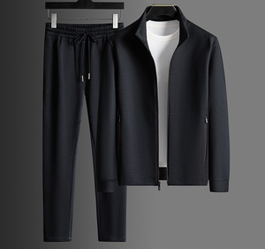 Survêtement unisexe en polaire bleu foncé, sportif, à manches longues, col à capuche, couleur unie, respirant, en polyester, pour l'hiver - Product Image 3