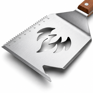 Multi functional <b>BBQ</b> Spatula Grill Tool Stainless Steel 9 in 1 Flip Fork Knife Bottle Opener Wooden Handle for Gril & <b>BBQ</b> - Product Image 2
