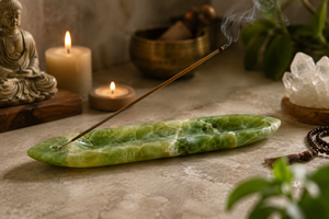 Onyx <b>Engraved</b> Carved Incense Holder & Rest Long Oval Aromatherapy Stand for Home Meditation Decor - Product Image 2