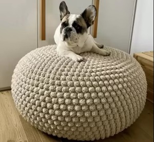 Modern Crochet Pouf Ottoman Purple Fabric Soft Round <b>Stool</b> Living Room Furniture Home Decor Scandinavian Style - Product Image 5
