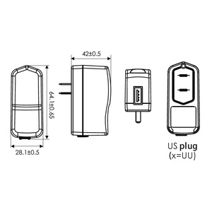 FRM06-S03-UU 4W 3.3V 1.21A US Wall Mount Medical Power Adapter with USB Output Port - Product Image 3
