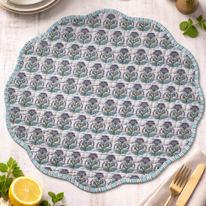 Floral Print Cotton Quilted Thin Reversible Modern Customizable Machine Washable Multi-Shaped <b>Placemats</b> - Product Image 1