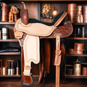 Selle de baril en cuir occidental faite à la main de haute qualité d'importation 100% siège souple en cuir véritable usiné à la main avec logo de couleur personnalisé - Product Image 1