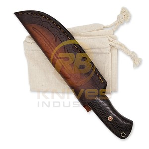 Cuchillo de Caza Damasco Hecho a Mano Personalizado con Mango de Madera, Hoja Fija para Desollar, Bushcraft, Camping, Supervivencia, Cuchillo para Exteriores, Venta al por Mayor OEM - Product Image 5