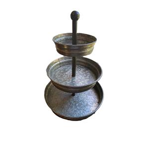 Soporte para Pasteles de Hierro Galvanizado de 2 Niveles de Alta Calidad, Bandeja de Servicio de Metal Galvanizado con Asa, Decoración de Cocina y Exhibición para Fiestas - Product Image 6