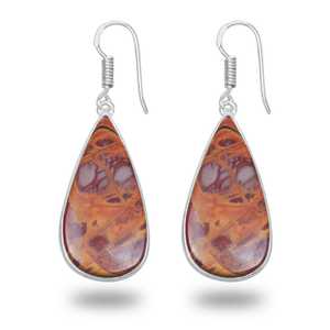 Pendientes con Dijes de Jaspe Noreena (Piedra Lombriginosa Silicificada), Plateados, Joyería Artesanal al por Mayor, Piedras Preciosas para Mujer - Product Image 2