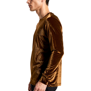 T-shirt en velours à manches longues pour homme, style été, vêtements de mode, t-shirts en velours pour homme, t-shirt en velours à col rond pour homme - Product Image 3