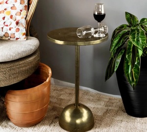 Luxury Cast Aluminum <b>Bar</b> <b>Table</b> Hammered Stem Round Tray Top Solid Base Antique Finish Durable Build Stylish Contemporary Accent - Product Image 6