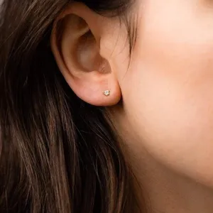 Natural Diamond 0.20Ct Round Cut Unisex Star <b>Stud</b> <b>Earrings</b> in 14K Yellow Gold Luxury IGI Certified <b>Fine</b> Jewelry Gift - Product Image 4
