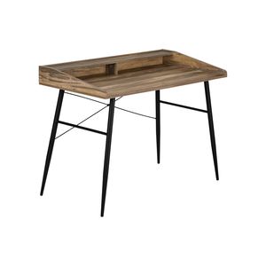 Scrivania Moderna Contemporanea da 48 Pollici per Ufficio Domestico con Ripiani Portaoggetti, Laminato Marrone e Metallo Nero per Lavoro con Laptop - Product Image 2