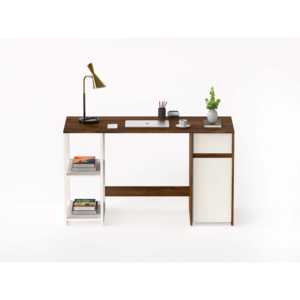 Escritorio para computadora Corbyn Brown Maple & Frosty con cajón y estantes para el hogar o la oficina, estudio y almacenamiento - Product Image 5