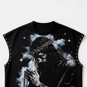 Custom Oversized <b>Black</b> Tank Top 100% Cotton Soft Fabric Sleeveless Fashion Fit Quick Dry Breathable Crew Neck T-Shirt <b>Men</b> - Product Image 4