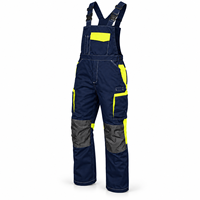 Pantalon de travail industriel en coton, salopette uniforme avec bretelles réglables, poche poitrine sécurisée, rangement cargo, résistant à l'eau, contrasté