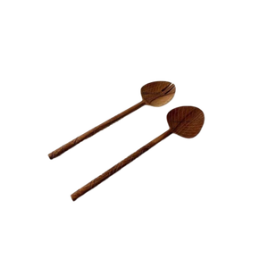 Ensemble de saladiers en bois uniques avec poignée rayée, design minimaliste, couverts réutilisables pour la restauration et la maison, couverts de luxe - Product Image 2